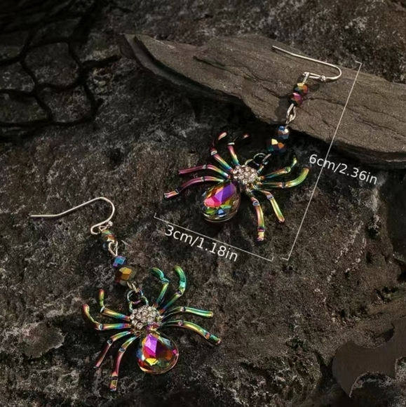 NIP Iridescent Spider Dangle Earrings - Picture 2 of 3